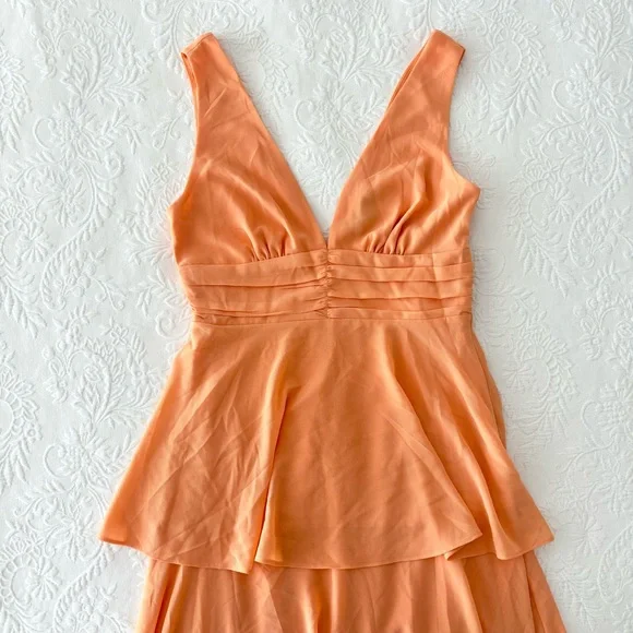 NWOT Lulus Celebration Time Light Orange Sleeveless Tiered Midi Dress Small - Picture 3 of 7